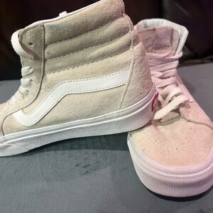 Vans Unisex Size 5.5M 7W SK8-Hi Reissue Oatmeal Beige Pig Suede Sneakers Shoes